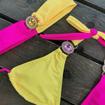 Sexy Skirt 4 Pieces Bikini Set Women Luxury Blue Patchwork Rhinestone Push Up Cover Up Swimsuit 2024 Beach Bathing Suit Swimwear