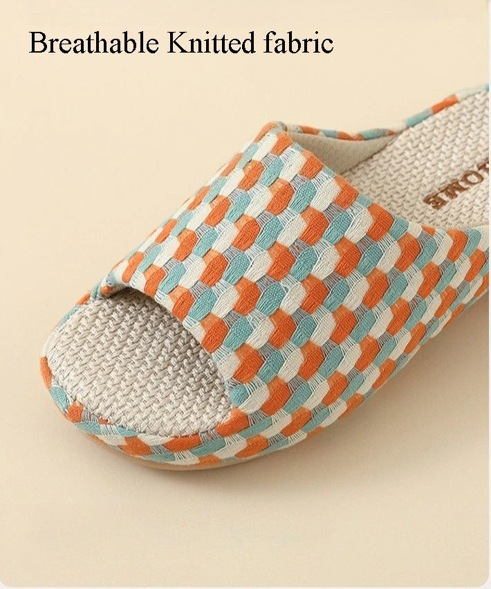 Breathable Cotton Linen Slippers For Women Men Summer Autumn House Shoes Anti-slip Keep Quiet Couples Home Floor Flax Slides