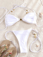Miyouj Glitter Fabric Bikinis 2026 Sexy Bikini Set Folds Swimsuit Female Halter Bathing Suit Women Swimwear New Beachwear
