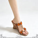 Boho Raffia Comfortable 8cm High Heels Wedge Slide Mules T-Strap Vacation Beach Straw Heels Espadrille Wedge Sandals Women Shoes