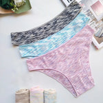 4Pcs/Set Women's Panties Low Rise Briefs Stretch Underwear Female Underpants Colorful Striped Panties Comfort Lingerie S-XL