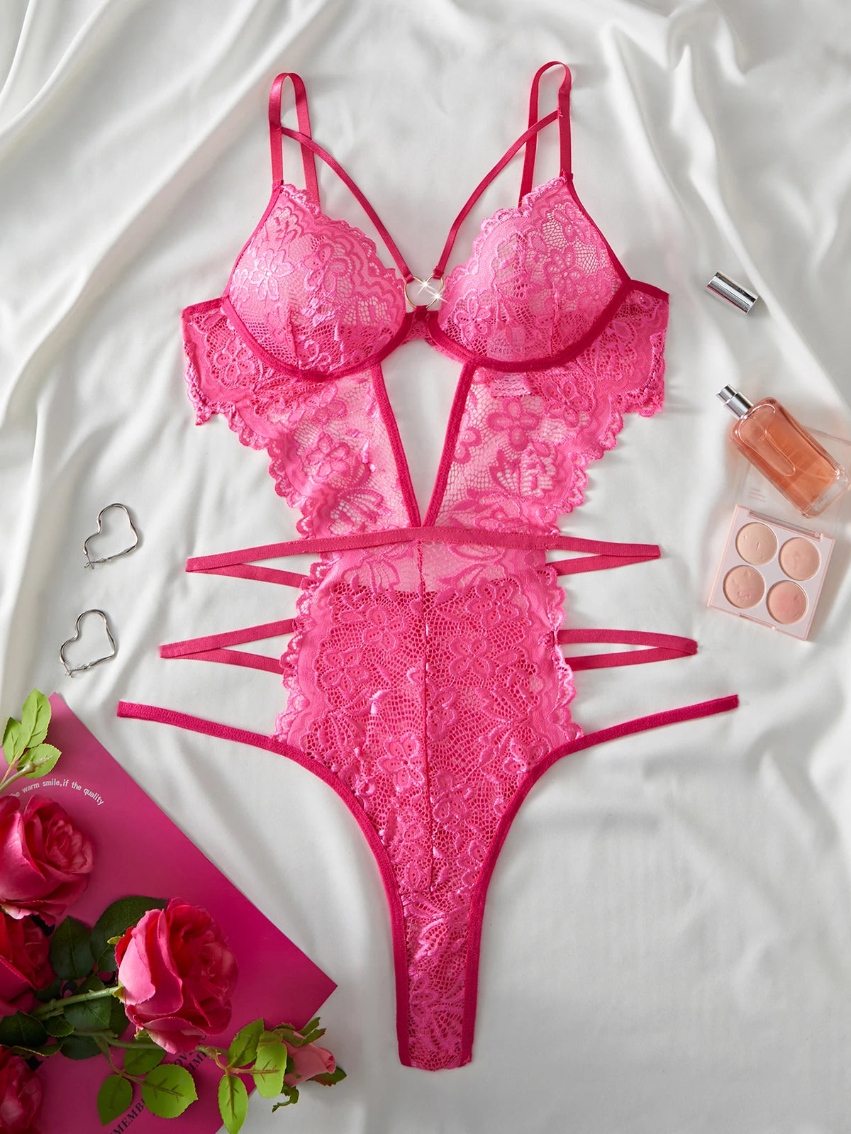 Women's Seductive Erotic Sexy Lace With Ornament Sexy Bodysuit Babydoll Lingerie Teddy Hot Underwear Romantic Nights Clothing