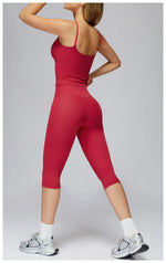 2 Pieces Yoga Set Women Sports Shirts Workout Top Fitness Suits Outdoor Gym Running Mid-length Pants Workout Clothes Tracksuits