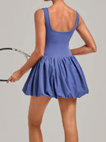 Nake Fake Two-piece Tennis Dresses Women's Anti Glare Pleated Fluffy Skirt Bulit-in Pocket Shorts Outwear Gym Fitness Golf Dress