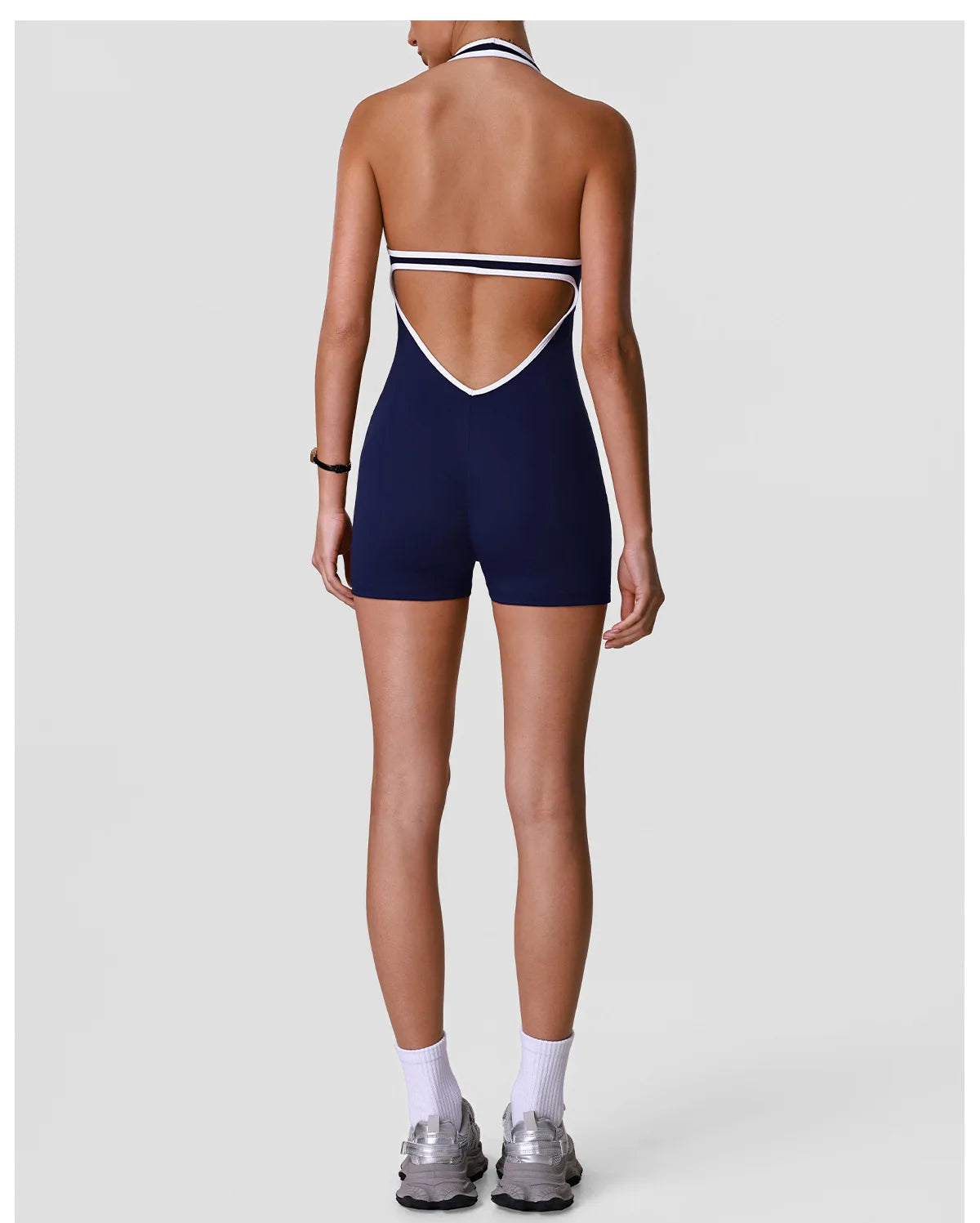 Color Blocking Yoga Jumpsuit Women Sleeveless Hollow Out Backless Slim Sports One Piece Short Suit Gym Running Fitness Rompers