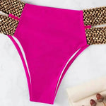 2Pcs/Set Women Bikini Set Ring Connection Off Shoulder Bathing Suit Elastic Waistband Backless High Cut Lady Beach Bikini Suit