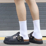 2025 Brand New Big Size 45 Denim Leisure Mules Shoes Women Trendy Comfy Walk Casual Clogs Flats Outdoor Slipper Men Slides