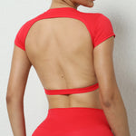 Sports Muscle Back Tee Without Padded Women Backless Sports Shirts Workout Gym Training Yoga T-Shirt Outdoor Open Back Tops