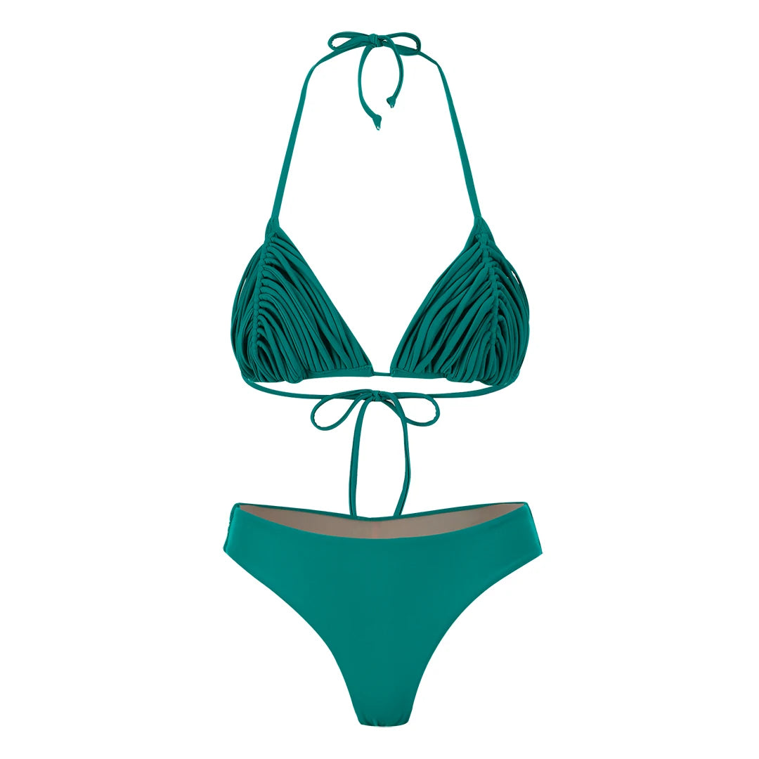 New Bandage Stripes Brazilian Bikini Swimwear Women's Swimsuit Two Piece Set Female Sexy Lace up Mujer Beachwear Summer