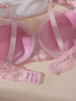 2Pcs/Set Lace Bra for Women Sexy Underwire Push-Up Bra Breathable Mesh Thin Soft Lingerie Adjustable No Lining Women's Bra