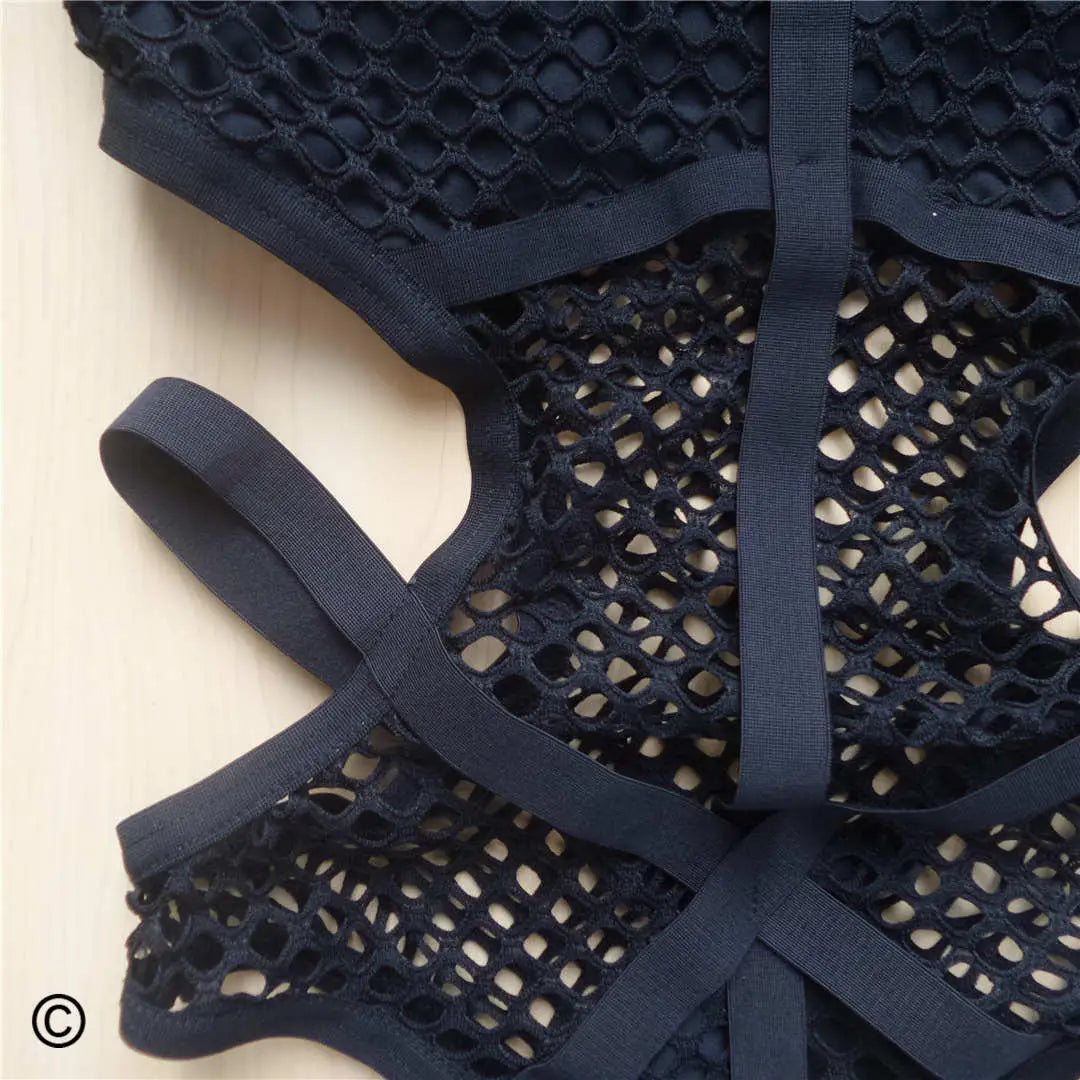 XS - 5XL Plus Size One Piece Swimsuit Female Women Bather Bathing Suit Swim Sheer Knit Fish Net Mesh Large Size Swimwear K536C