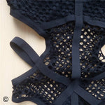 XS - 5XL Plus Size One Piece Swimsuit Female Women Bather Bathing Suit Swim Sheer Knit Fish Net Mesh Large Size Swimwear K536C