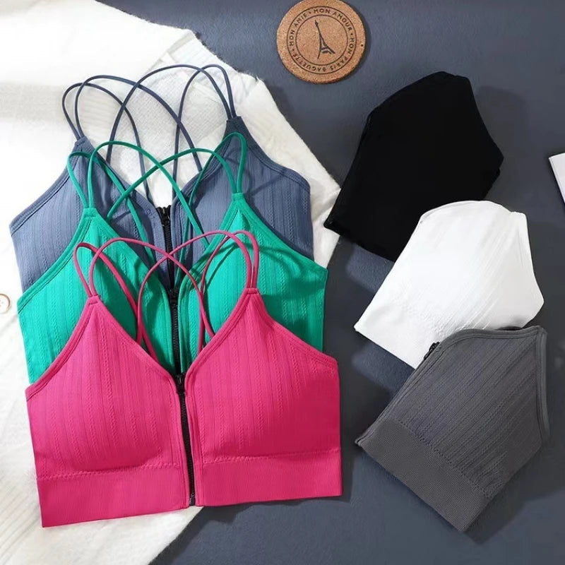 Seamless Bra Women Front Zipper Tube Tops Wrapped Chest Vneck Wireless Bra Comfort Tube Bra Beauty Back Underwear Sports Vest
