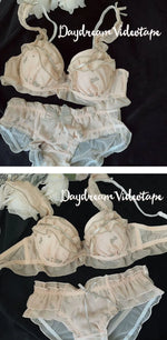 Japan Style Embroidered Mesh Bralette Wireless Breathable Comfort Sweet Cute Lingerie Set Pure Sensual Ruffle Edge Small Chest