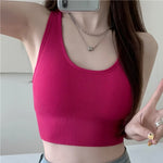 Sexy Bras Women Crop Top Seamless Underwear Hollow Back Cross Strap Sports Bra Without Steel Ring Female Fitness Top