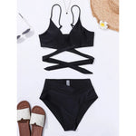 S - XL New 7 Colors V Neck High Waist Bikini Female Swimsuit Women Swimwear Two-pieces Bikini Set Bather Bathing Suit Swim V5006