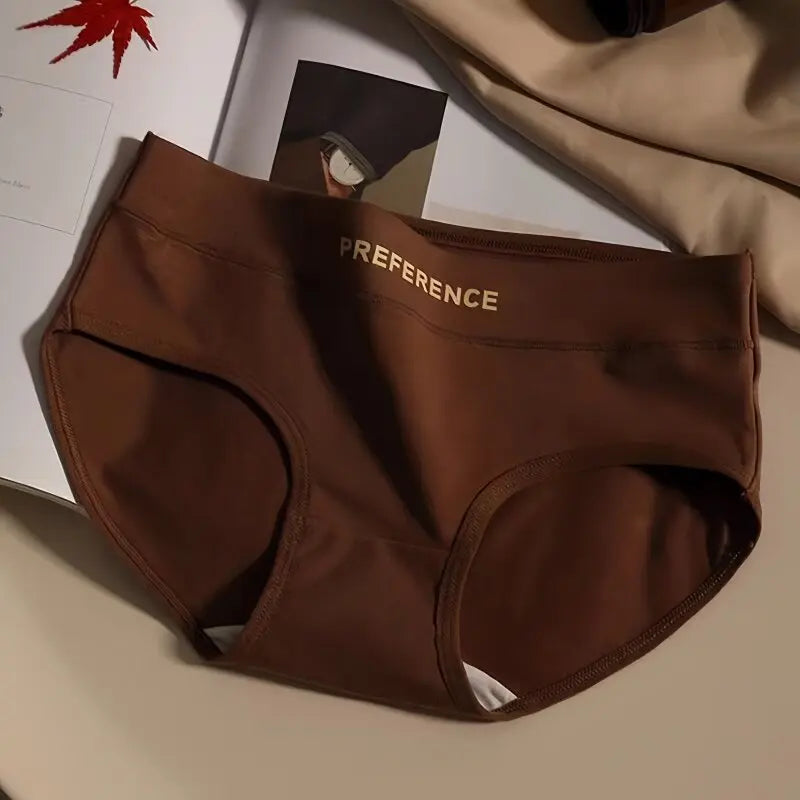 1-Pack Women Cotton Panties Mid Waist Briefs in Warm Tan Minimalist Breathable Intimates Ladies Underwear Size M-2XL