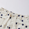Women's Summer Denim Shorts with Pockets Casual Stylish Dot Print Mid Rise Tie-up Belted Wide Leg Jean Shorts