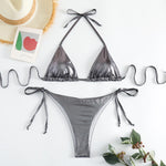 Sexy Brozing Gold Bikinis Sets Women Push Up Micro Bikini Swimsuit 2026 Brazilian Beach Bathing Suit Tie Side Triangle Swimwear