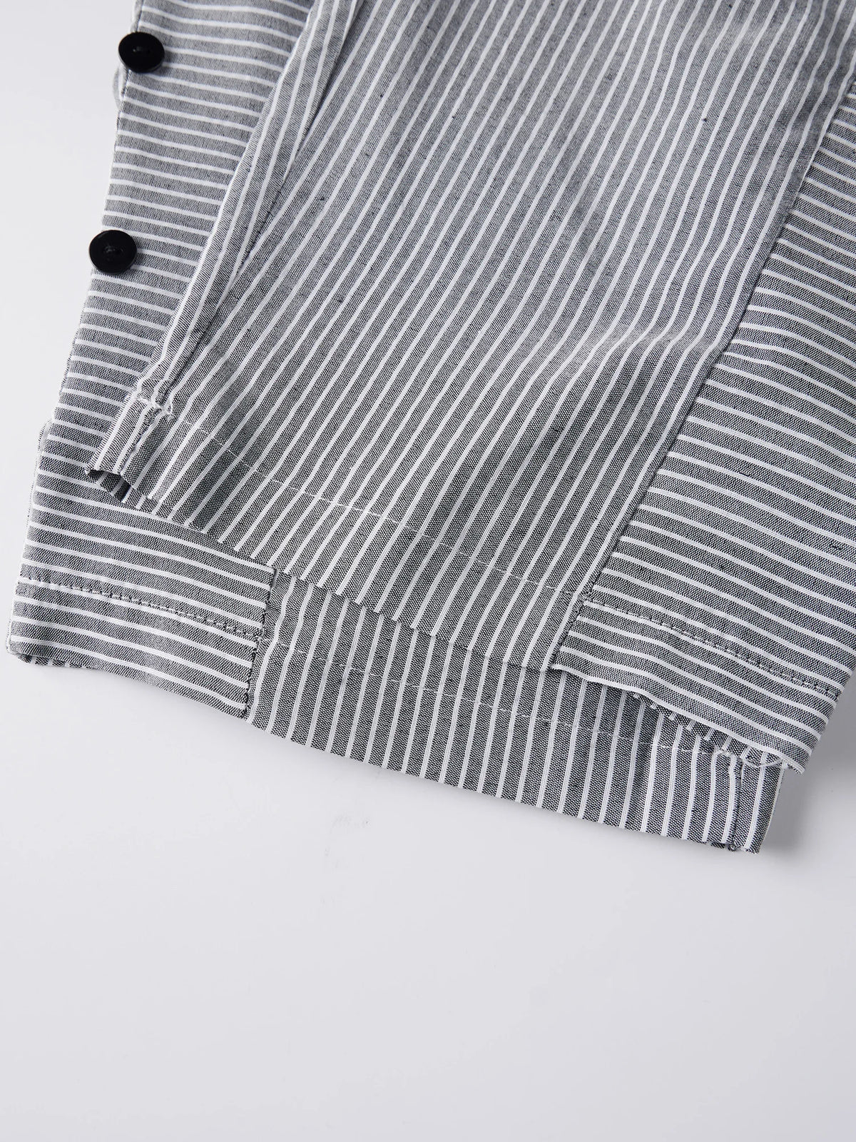 2026 Summer Women Striped Capris Casual Stylish Elastic Waist Side Button Straight-leg Pants Daily Cropped Trousers