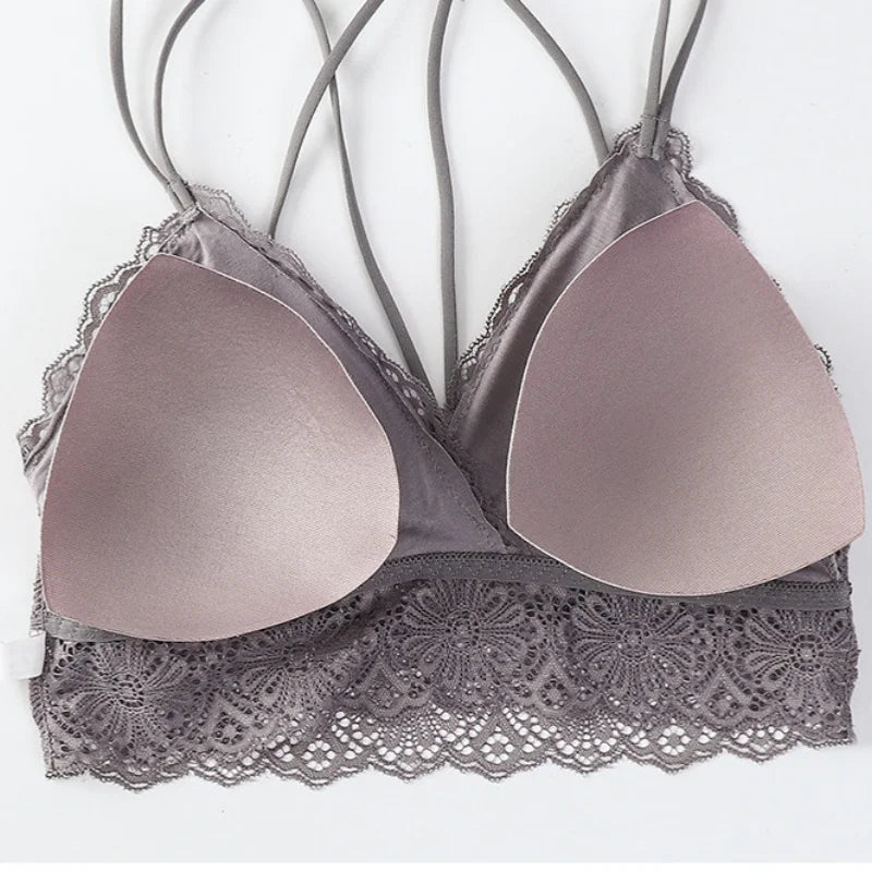 Women Lace Sexy Lingerie Set Push Up Bra Low-Rise Panties Underwear Set Sexy Wireless Bralette Comfort Breathable Brief Set