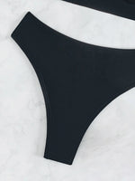 Solid Color Black Swimsuit for Women 2026 Summer High Waist 2-piece Bikini Set Beach Bathing Suit Bandage Vacation Swimwear