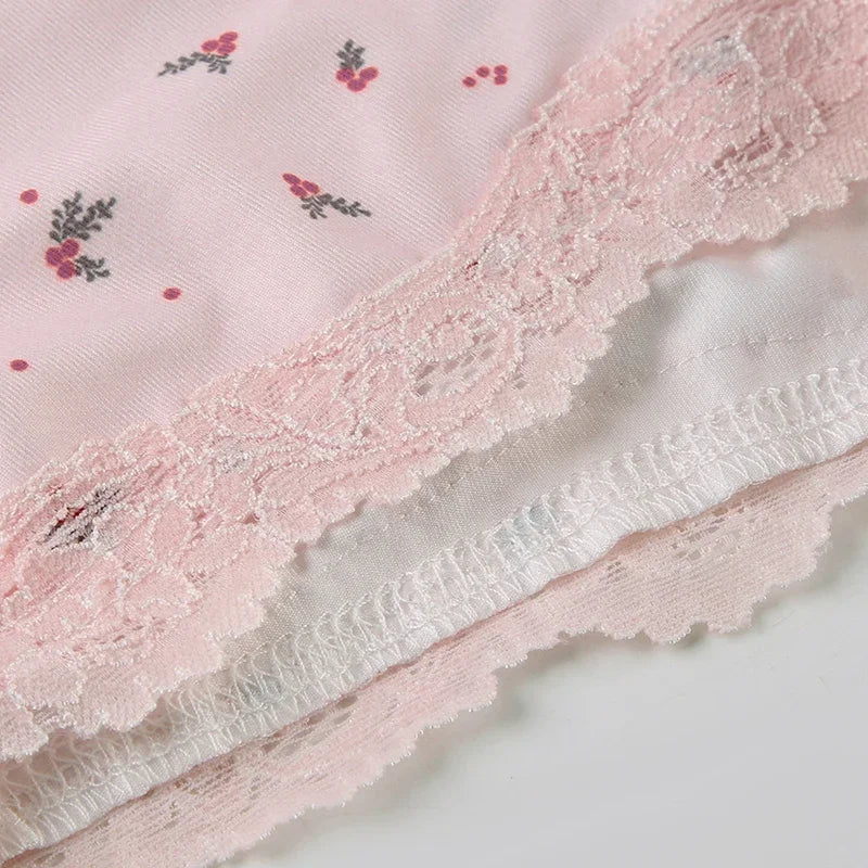Women's Floral Lace Camisole and Shorts Pajama Set V Neck Cami Top & Lace Trim Sleepwear Loungewear Two Piece Set