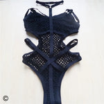XS - 5XL Plus Size One Piece Swimsuit Female Women Bather Bathing Suit Swim Sheer Knit Fish Net Mesh Large Size Swimwear K536C