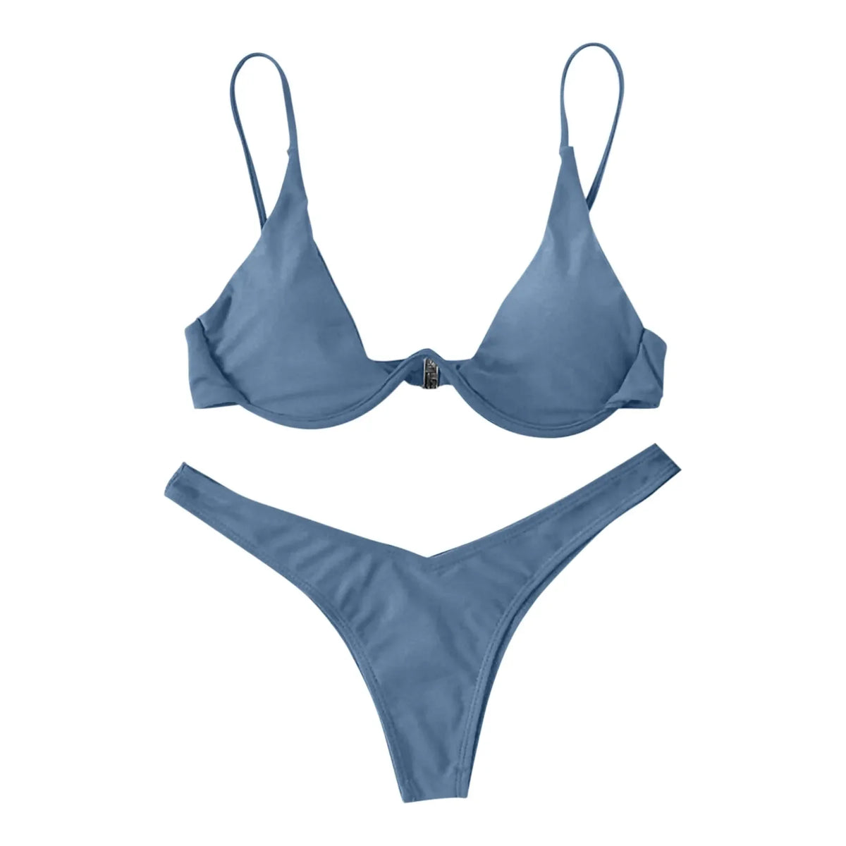 Sexy Underwire Bikini 2024 Mujer Women Solid Red Push Up Bra Thong Swimsuit Halter V Neck Bathing Suit Mini Micro Thong Swimwear