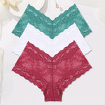 Sexy Lace Panties Women Boyshort Underwear 3Pcs/set Low-Rise Underpants S-XL Ladies Floral Panties Sexy Boyshort Female Lingerie