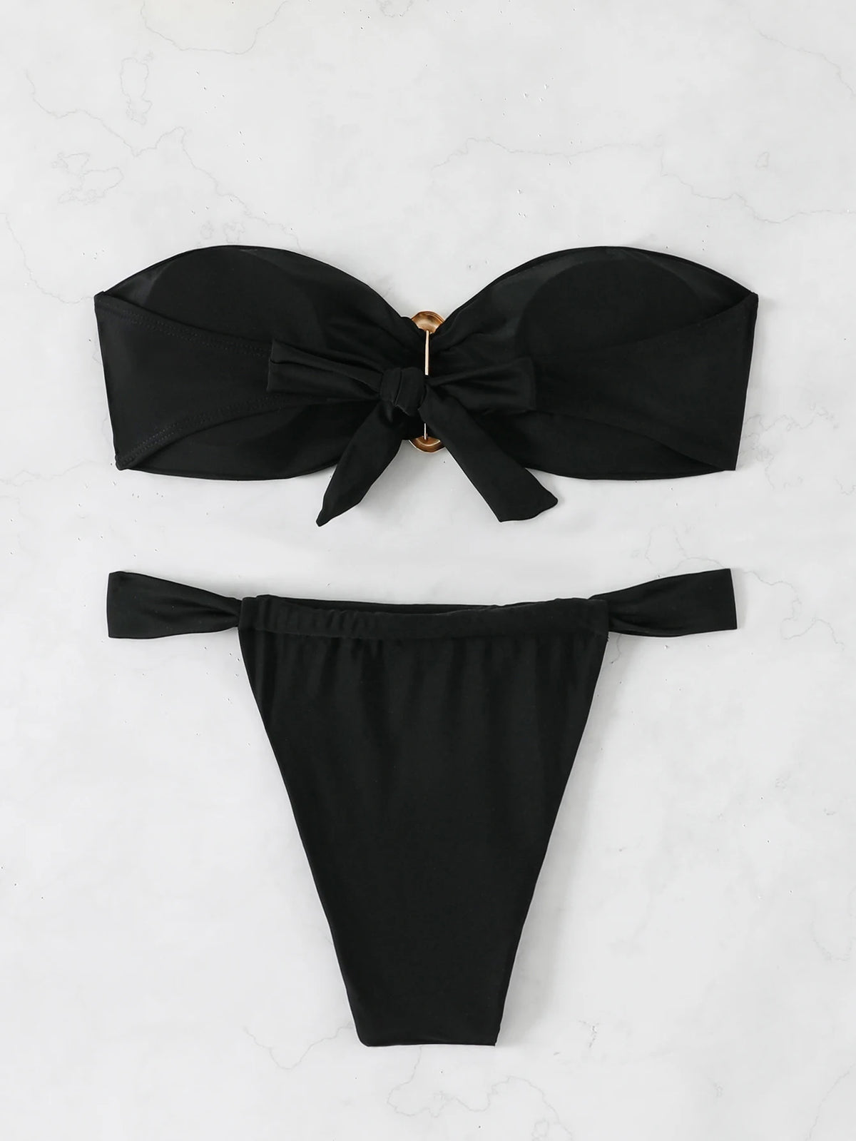 Bandeau Thong Bikinis 2026 Women Sexy Swimsuit Solid Padded Swimwear Female Bathers Bathing Swimming Swim Suit Beachwear