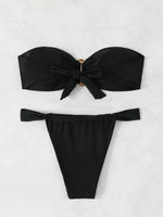 Bandeau Thong Bikinis 2026 Women Sexy Swimsuit Solid Padded Swimwear Female Bathers Bathing Swimming Swim Suit Beachwear