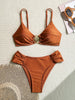Sexy Pleate High Waist Bikini Set 2026 Women Orange Metal Buckle Push Up Two Piece Swimsuit Beach Bathing Suit Holiday Swimwear