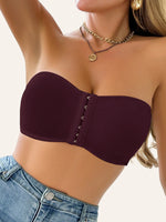 Women Front Snap Strapless Wireless Bra Removable Cup Pads Elastic Breathable Daily All Season Bra