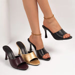 Big Size 42 Gold Sexy Slide Sandals Women Stiletto High Heel Party Slide Heels Backless High Heel Club Wedding Mules Shoes