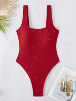DEKASummer Solid Sexy Backless Shiny Swimsuit Women One Piece Swimwear Beach Wear Slimming Bathing Suit