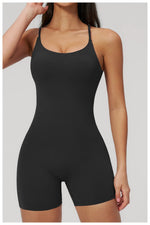 Summer New Hollow Open Back Criss Cross Yoga Jumpsuit Women Outdoor Solid Sleeveless Hip Lifting Pleate Sports Fitness Suits
