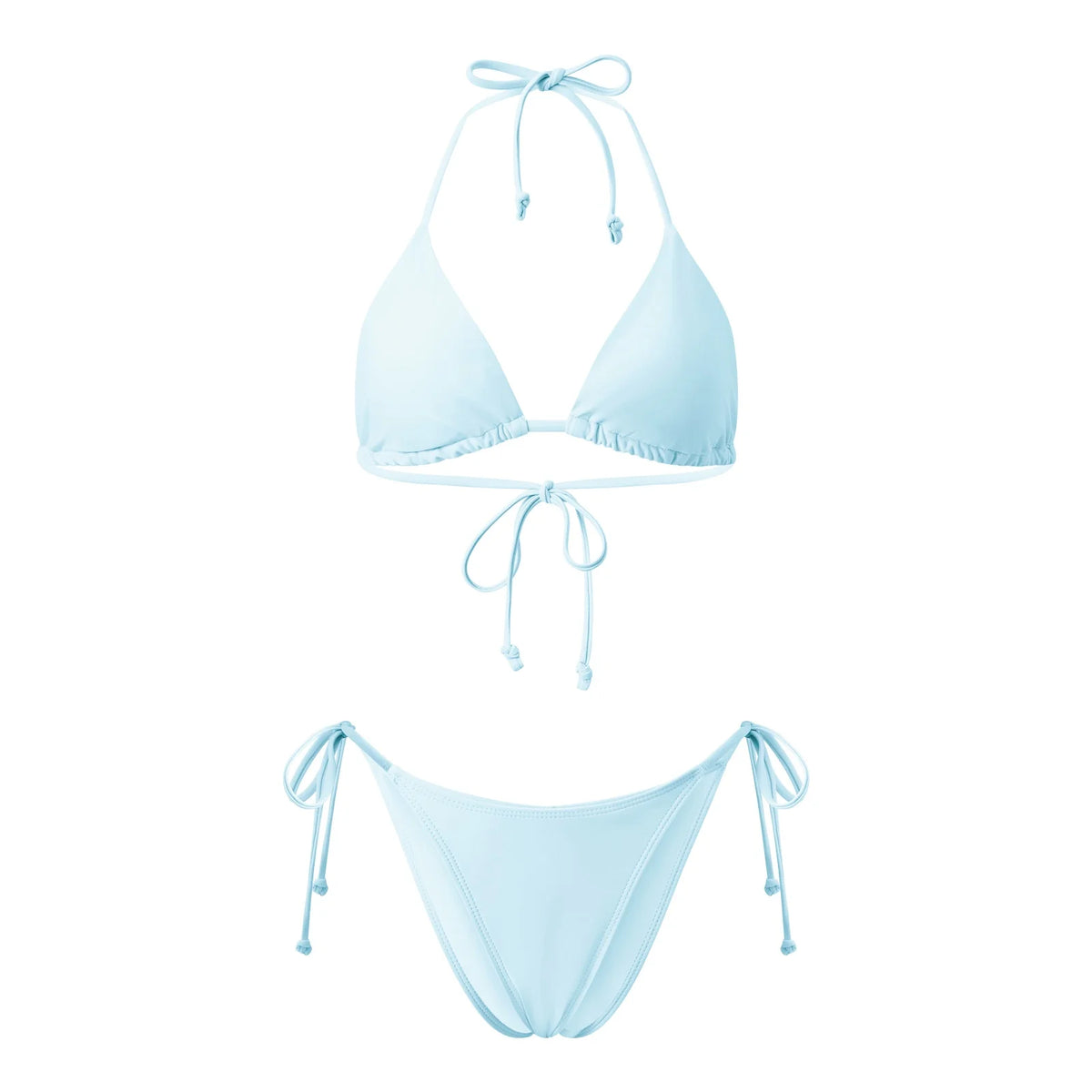 2026 Summer Women's Solid Color Swimwear Halter Bikini Set Bra with Side Tie Thong 2Pcs Bathing Suits Sexy Fashion