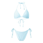 2026 Summer Women's Solid Color Swimwear Halter Bikini Set Bra with Side Tie Thong 2Pcs Bathing Suits Sexy Fashion