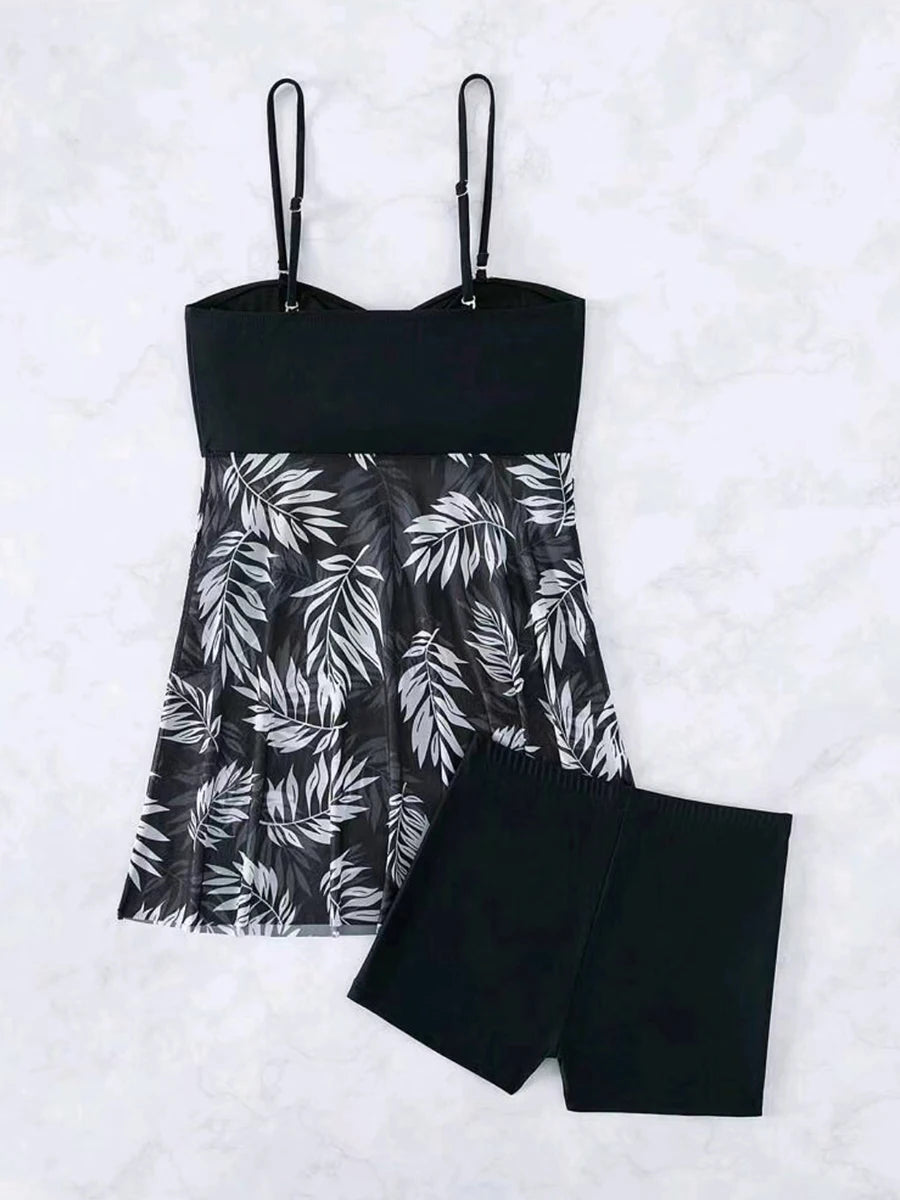 2026 Short Dress Tankini With Shorts Swimsuit Women Swimwear Female Padded Printed Bathing Swim Suit Swimming Beachwear Summer