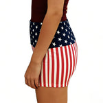 Women’s Streetwear Shorts Patriotic Shorts Casual Fold-Over Waist Stars and Stripes Print Slim Fit Shorts