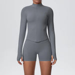 Women's Seamless Yoga Set Slim Fit Breathable High Elasticity Zipper Sports Set Outdoor Leisure Running Fitness Set