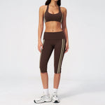 Summer Color Blocked Yoga Sets Women Slim Sports Bra High Waist Pants Fitness Suits Outwear Gym Running Push Up Workout Clothes