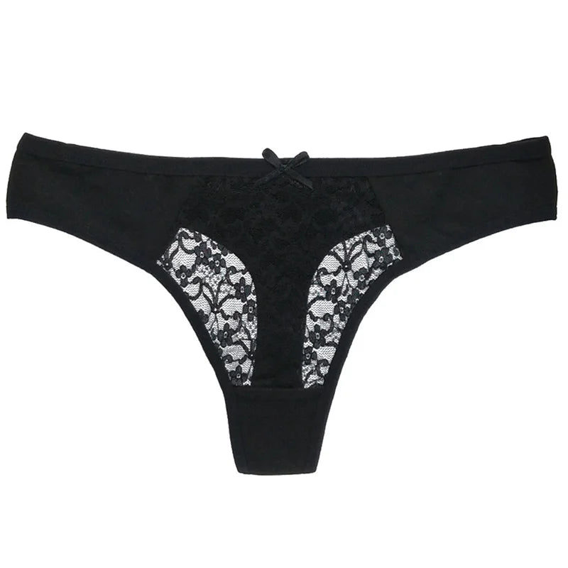Women Sexy Lace Panties Low-waist Underwear Hollow Thong Female Breathable G String Lingerie Temptation Bikini Plus Size