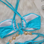 DEKA Brazilian Diamond Bikini Set Women Halter Blue Swimwear Female Swimsuit Bandage Bikini SetBathing Suit Swim Beach Wear