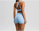 2PCS Yoga Set Gym Clothes Sportswear Women Tracksuit Fitness Tracksuit Workout Suit Sports Bra Gym High Waist Push Up Shorts