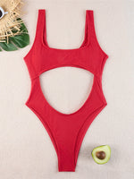 Sexy Tummy Cut Out Ribbed Backless One Piece Swimsuit Women Swimwear Female High Leg Cut Padded Bather Bathing Suit Swim K5263