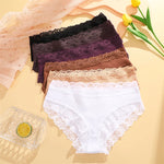 6PCS Sexy Lace Cotton Pants Women Low Waist Panties Underwear S-XL Solid Color Ladies Briefs Lingere Underware Comfortable Women