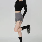 High-Waisted Women's Yoga Fitness Shorts Sexy Drawstring Tied Three-Part Sports Hot Pants for Fitness And Exercise