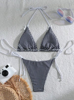 Sexy Micro Bikini 2024 Gingham Print Swimsuit Female Swimwear Women Strings Thong Bikinis Set Bather Beachwear Bathing Suit Pool
